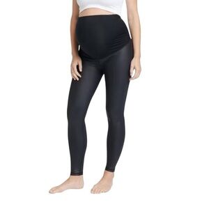 New Isabel Maternity High Gloss Maternity Leggings Black Size XL NWT